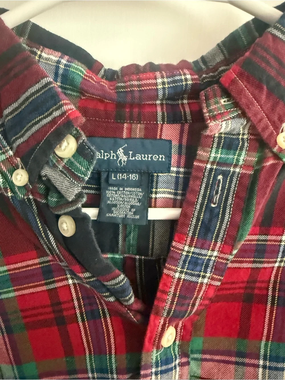 Ralph Lauren Red & Green Plaid Button-Down Shirt